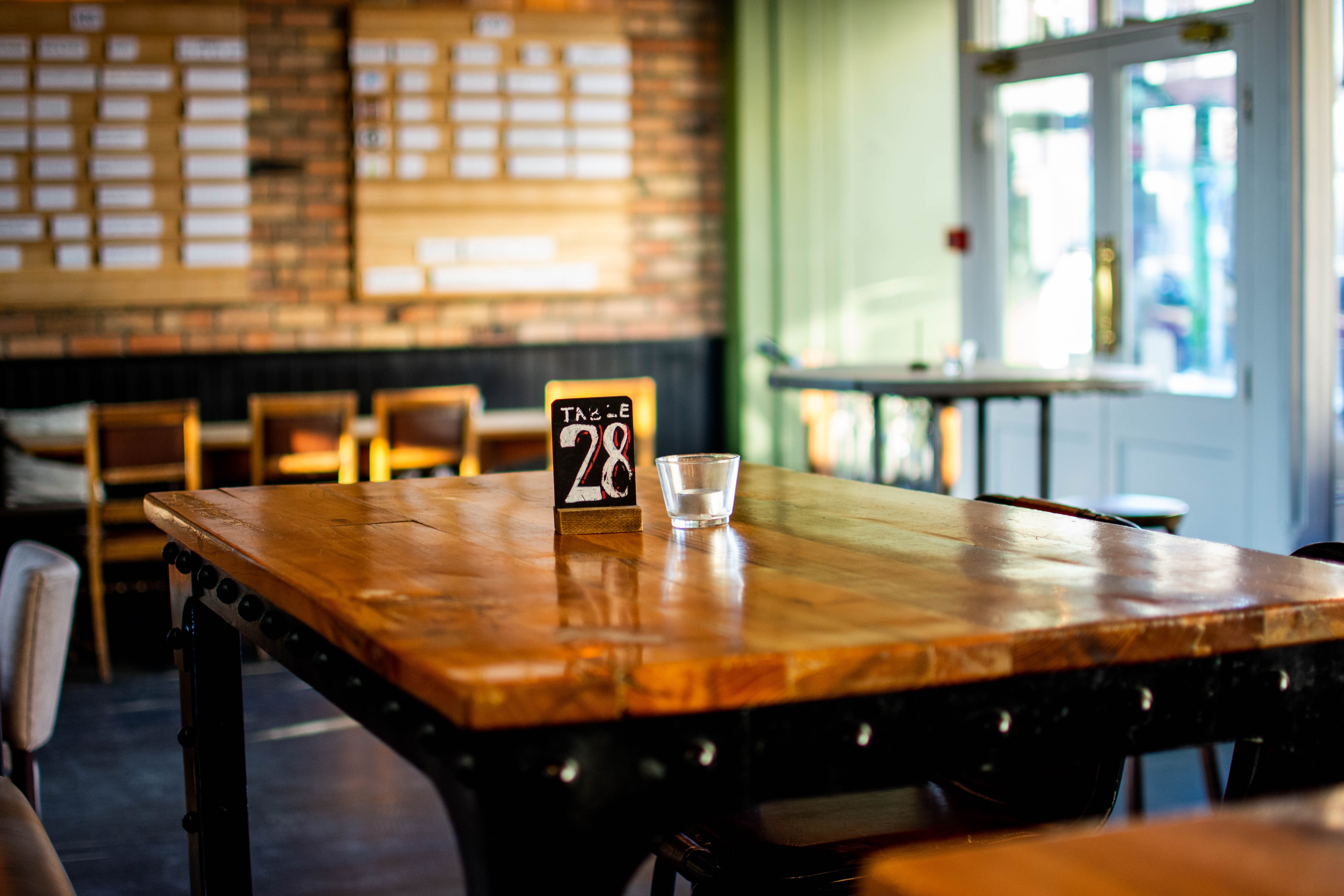 An empty table in a restaurant